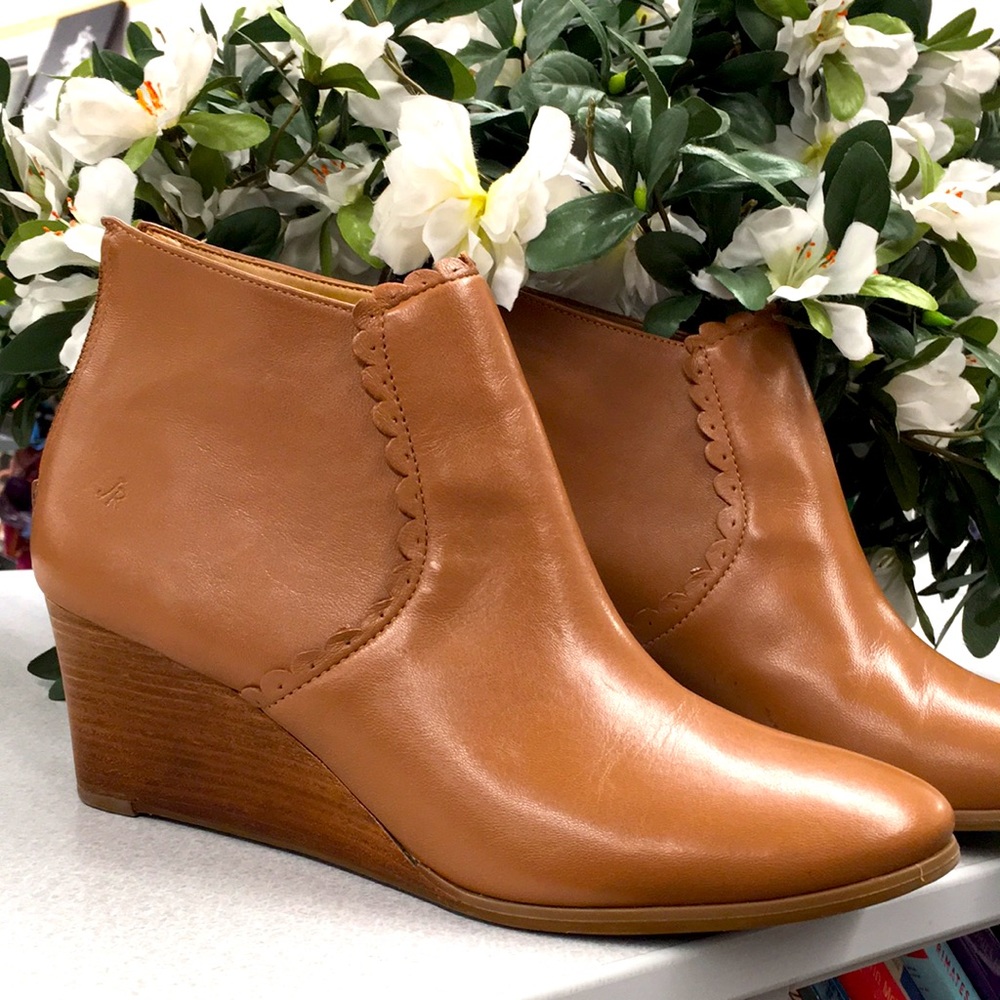 Jack Rogers leather Emery wedge bootie cognac
